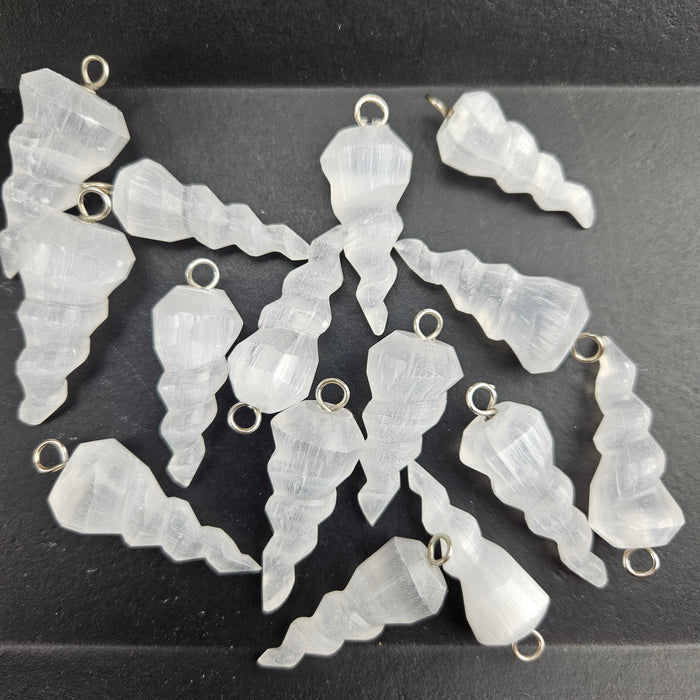 Unicorn Horn White Satin Spar Pendants/Pendulums