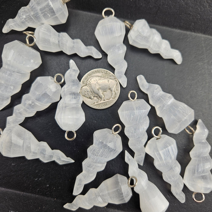 Unicorn Horn White Satin Spar Pendants/Pendulums