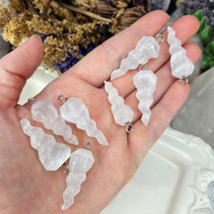 Unicorn Horn White Satin Spar Pendants/Pendulums