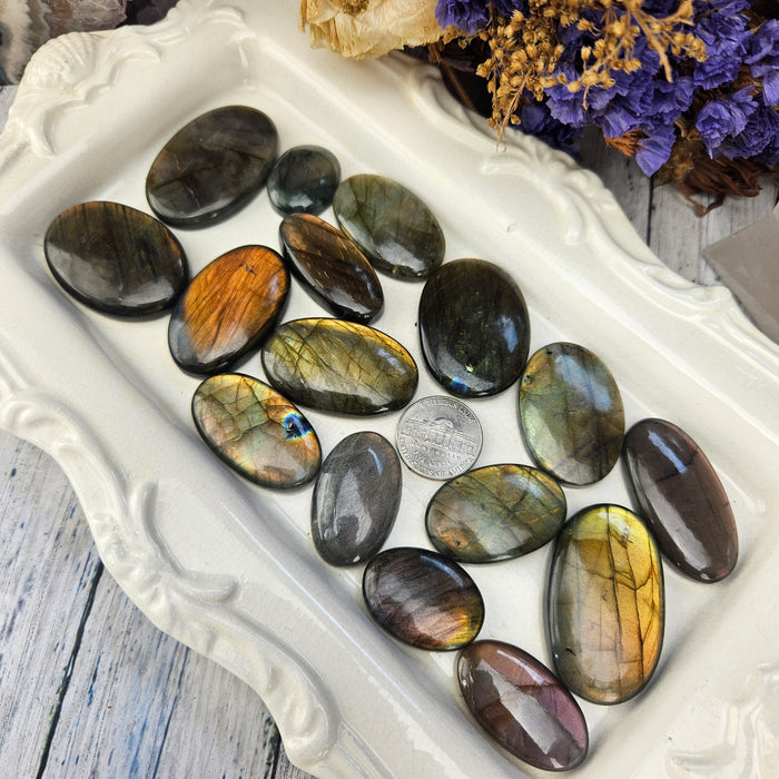 Labradorite Oval Cabochons, Orange