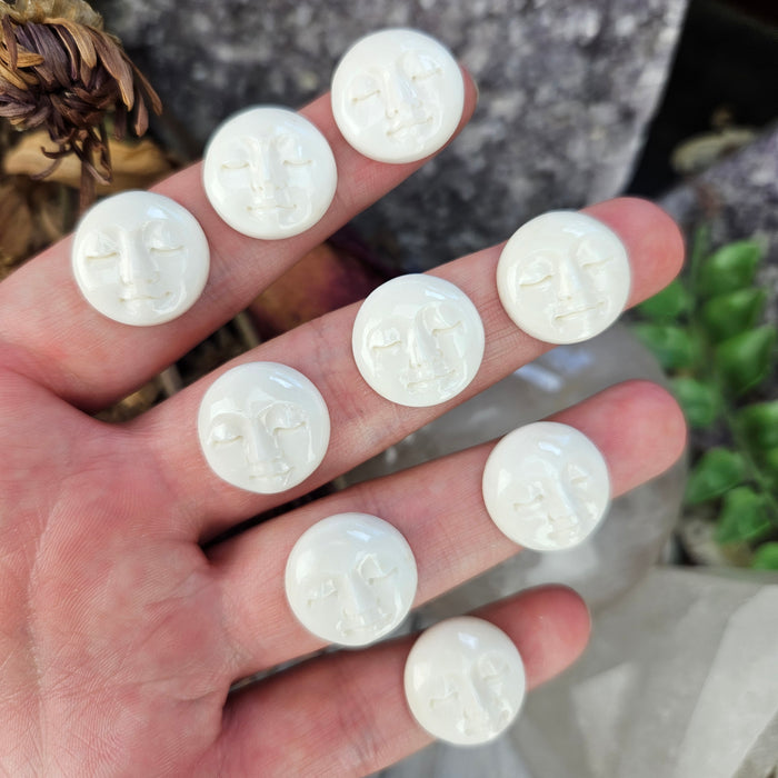 Round Face Bone Carving Cabochons, medium