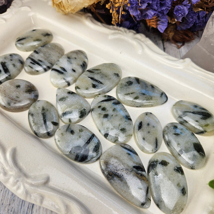Green Tourmaline Quartz Cabochons