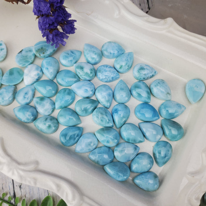 Larimar Teardrop Cabochons, 13 x 18mm