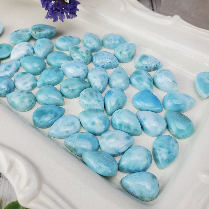 Larimar Teardrop Cabochons, 13 x 18mm