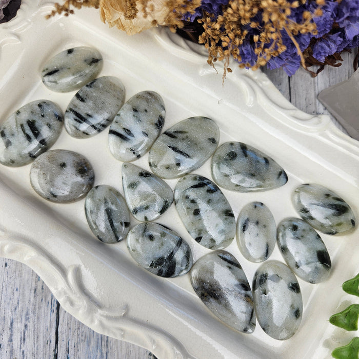Green Tourmaline Quartz Cabochons