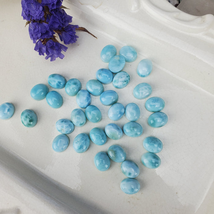 Larimar Oval Cabochons, 8 x 10mm