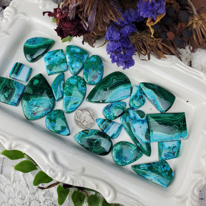 Chrysocolla Malachite Cabochons, second quality