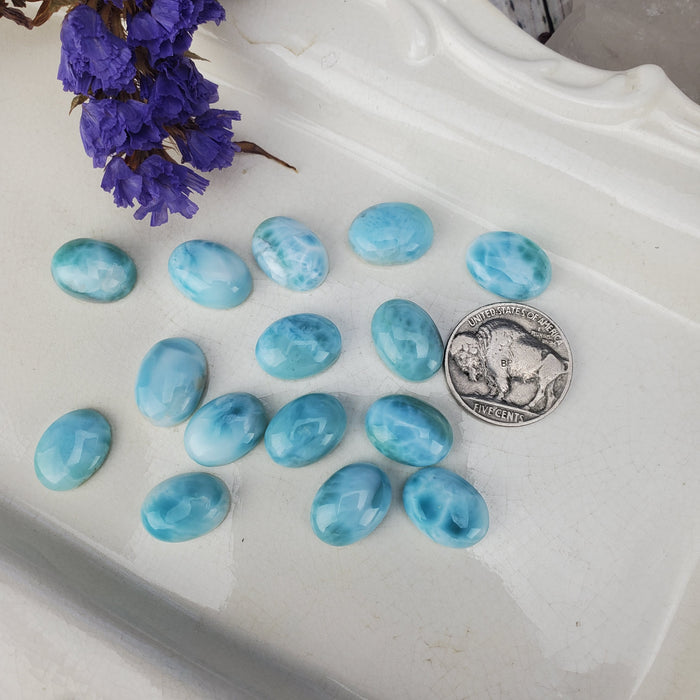 Larimar Oval Cabochons, 11 x 15mm