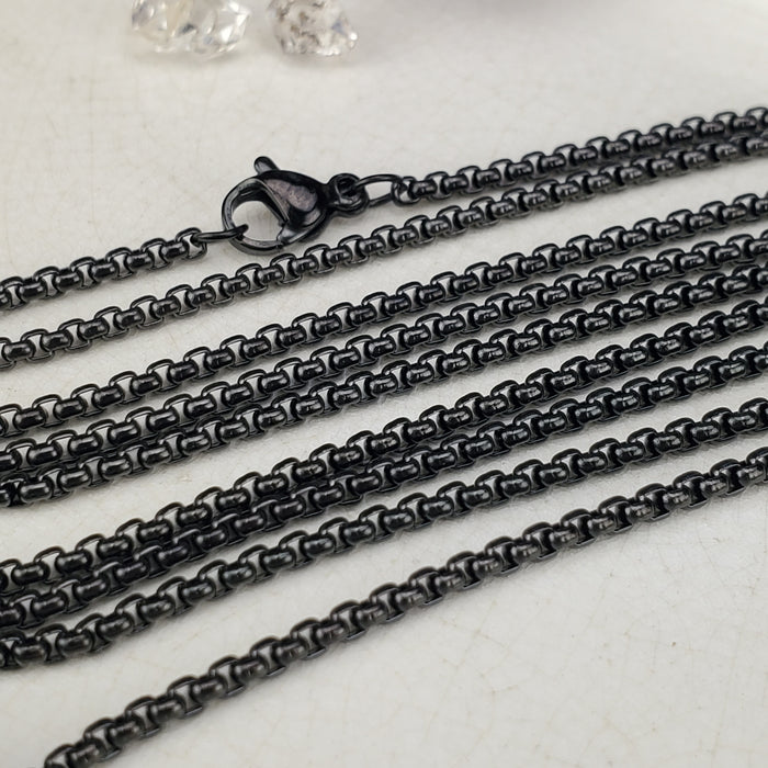 Black Stainless Rounded Box Chain