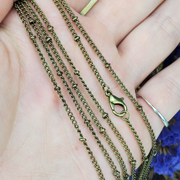 Antique Brass Beaded Curb Chain