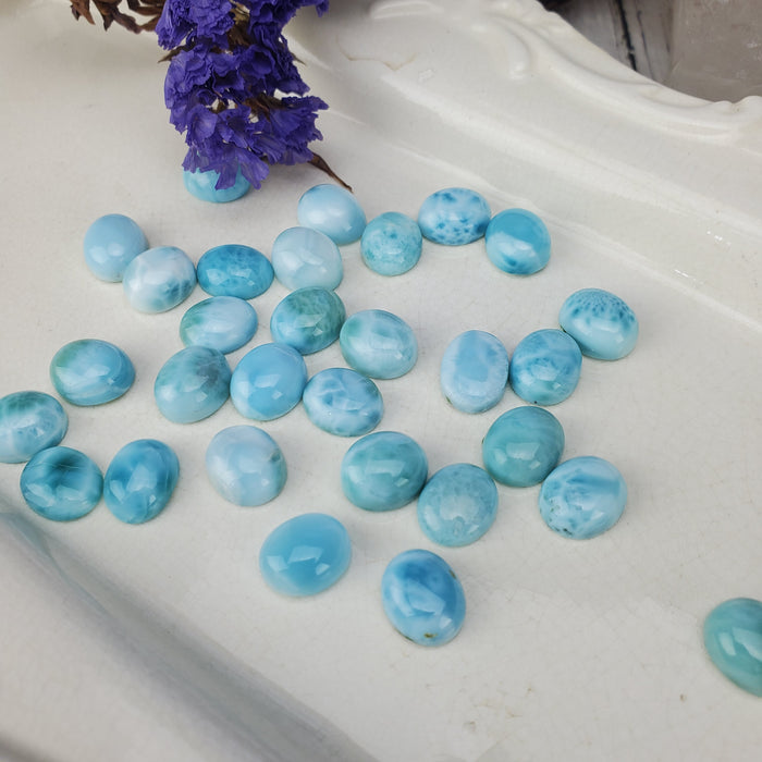 Larimar Oval Cabochons, 10 x 12mm