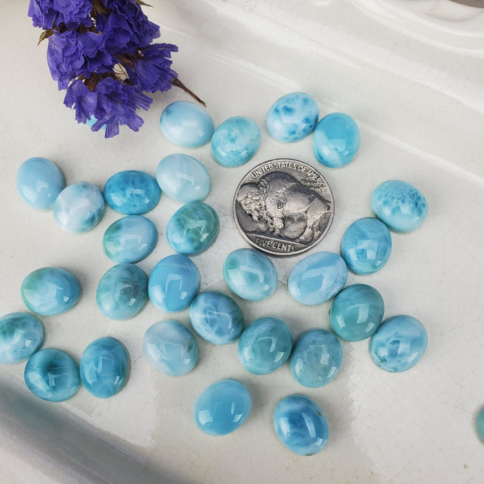 Larimar Oval Cabochons, 10 x 12mm