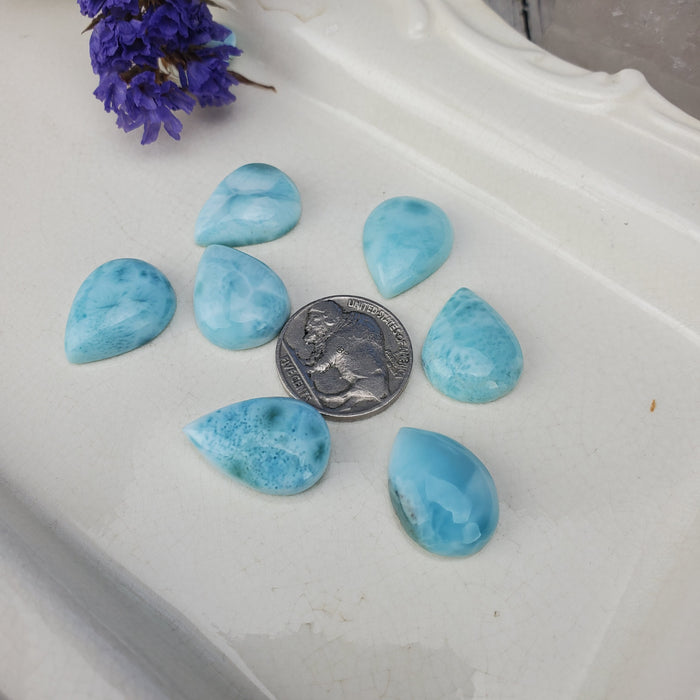 Larimar Teardrop Cabochons, 15 x 20mm