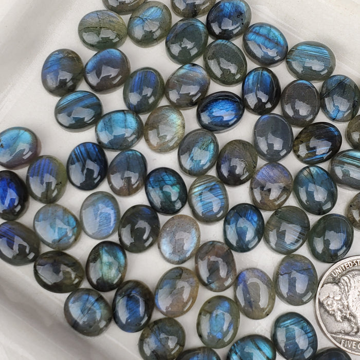 Labradorite Oval Cabochons, 9x11mm