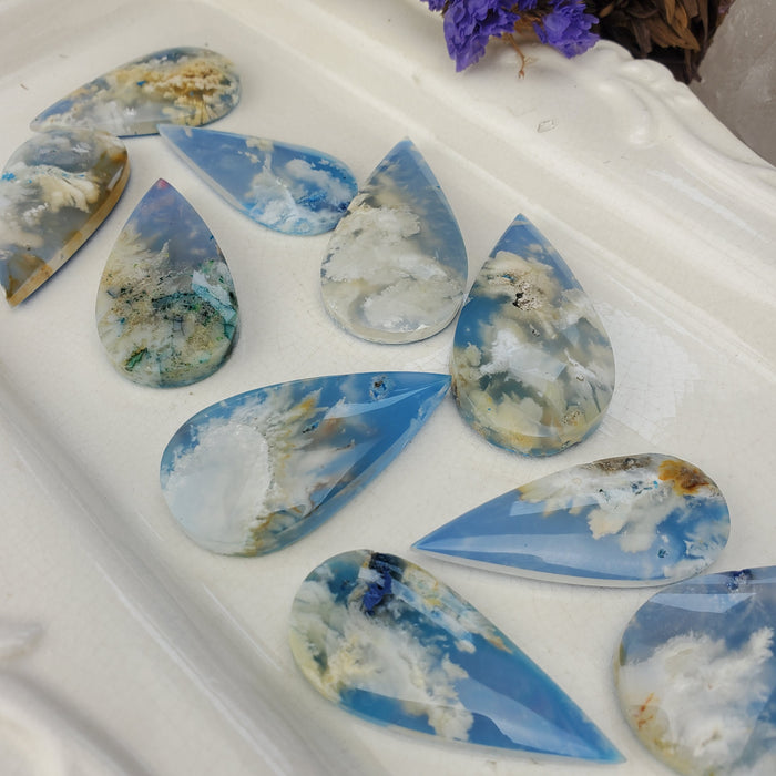 Summer Sky Doublet Teardrop Cabochons, second quality