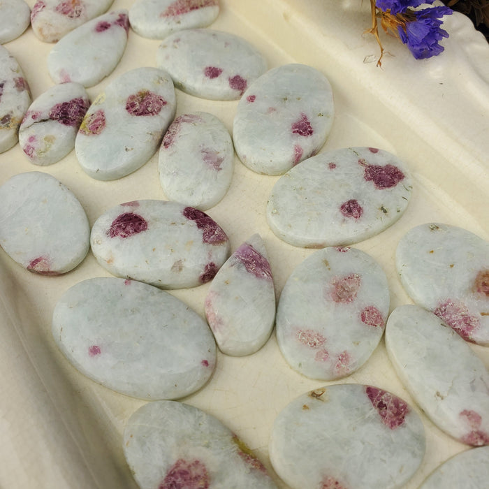 Pink Tourmaline Quartz Cabochons, second quality