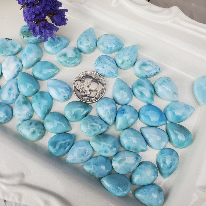 Larimar Teardrop Cabochons, 13 x 18mm