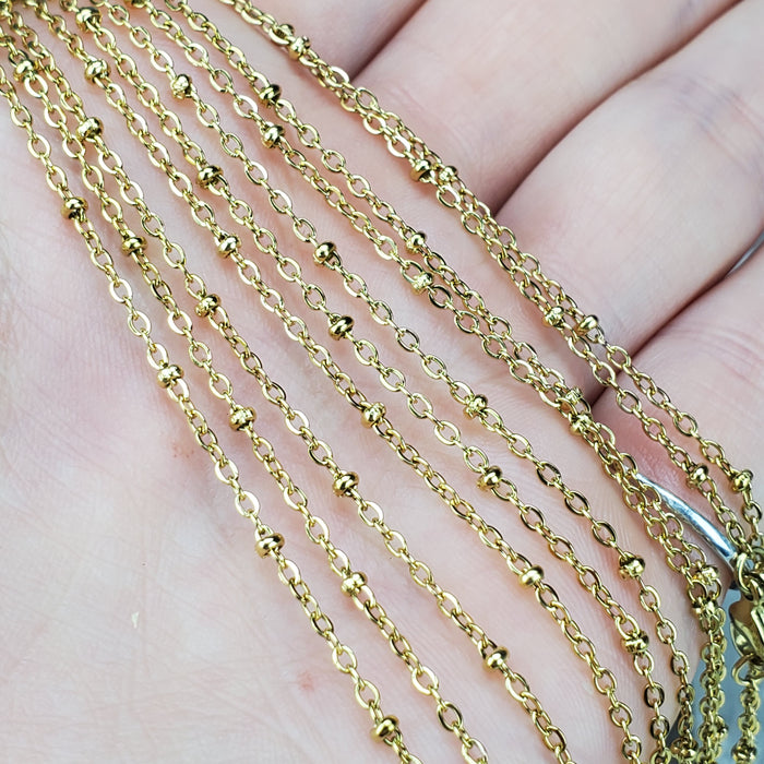 Gold Beaded Curb Chain