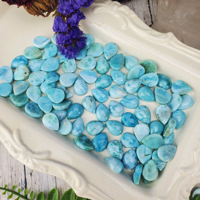 Larimar Teardrop Cabochons, 12 x 16mm