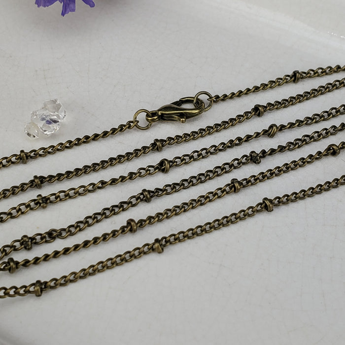 Antique Brass Beaded Curb Chain