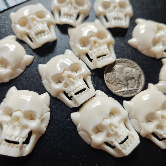 Skull Carving Cabochon, Horns