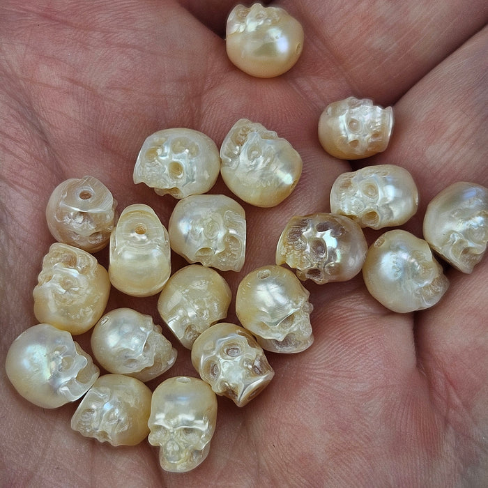 Carved Pearl Skulls