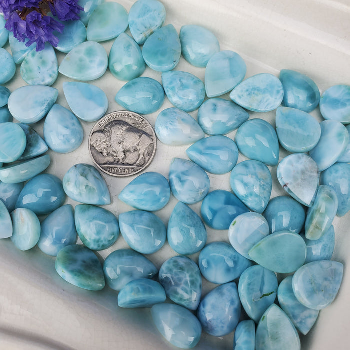 Larimar Teardrop Cabochons, 12 x 16mm