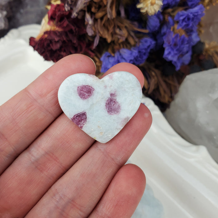 Pink Tourmaline Quartz Heart Cabochons