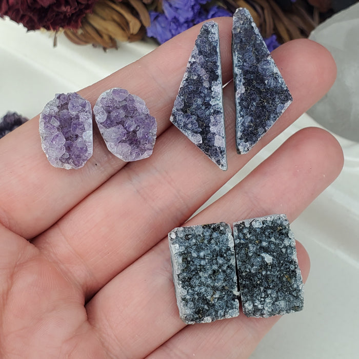 Uruguay Druzy Cabochons, Pairs