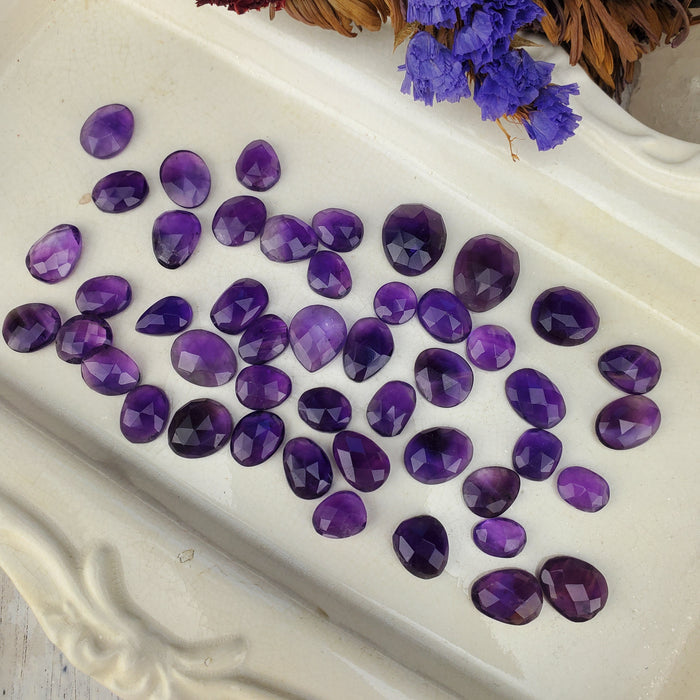 Amethyst Rose Cut Cabochons, second quality