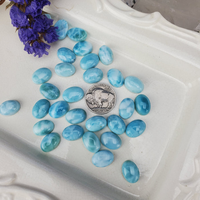 Larimar Oval Cabochons, 10 x 14mm