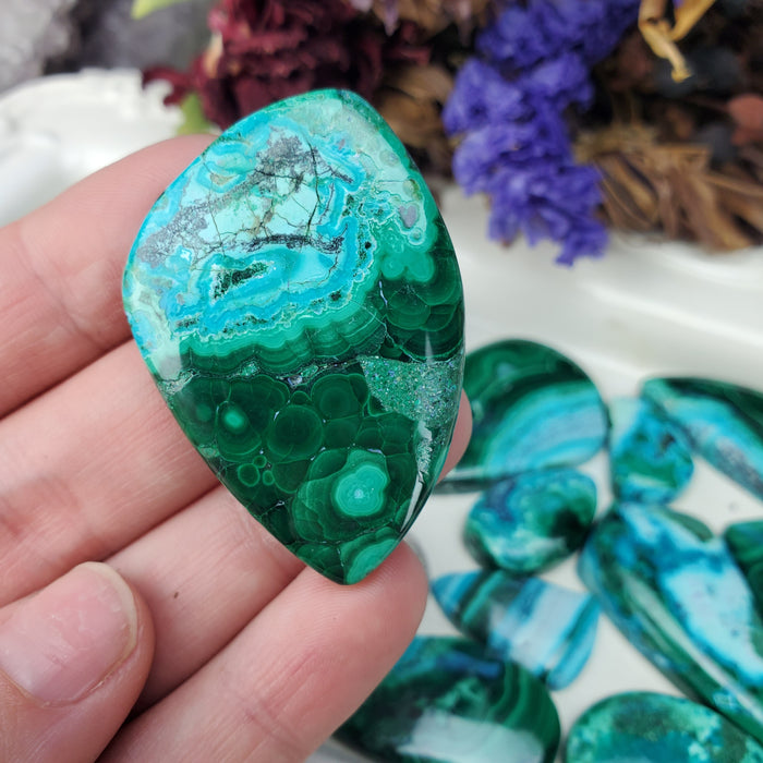 Chrysocolla Malachite Cabochons, second quality