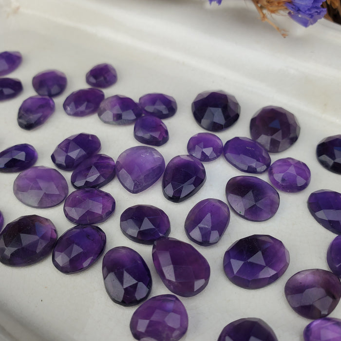 Amethyst Rose Cut Cabochons, second quality