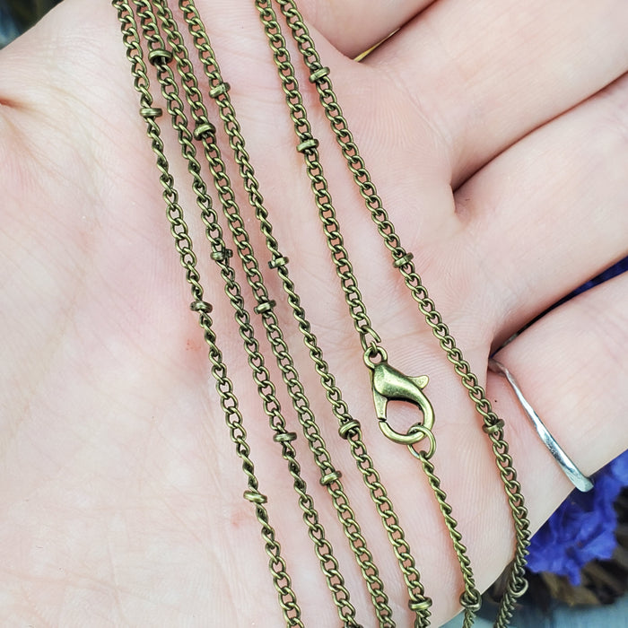 Antique Brass Beaded Curb Chain