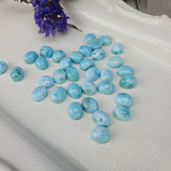 Larimar Oval Cabochons, 8 x 10mm