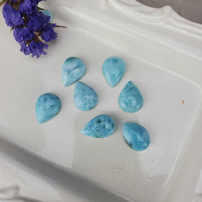 Larimar Teardrop Cabochons, 15 x 20mm