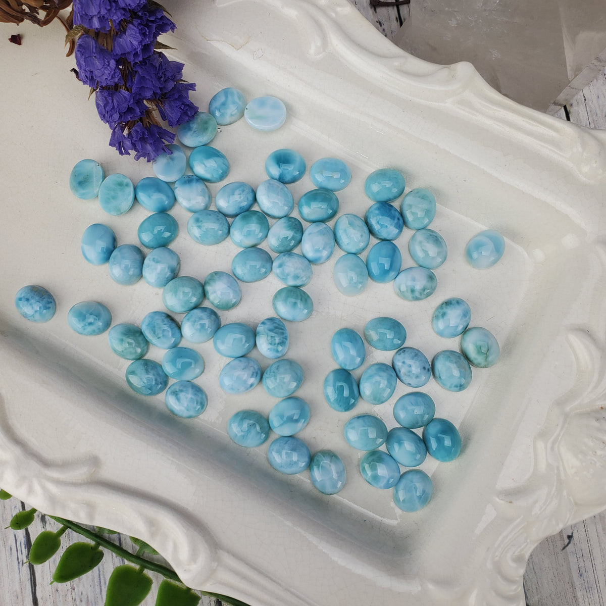 Larimar Oval Cabochons, 9x11mm — Zandysjewelrysupply