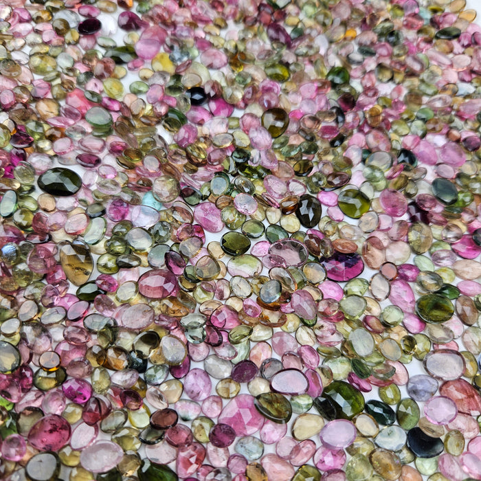 Multi-Color Tourmaline Cabochons, Rose Cut