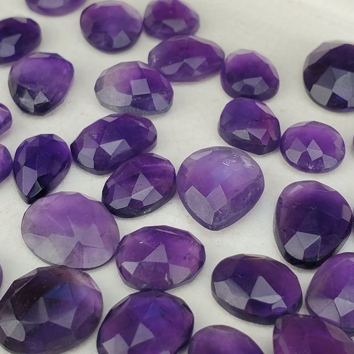 Amethyst Rose Cut Cabochons, second quality