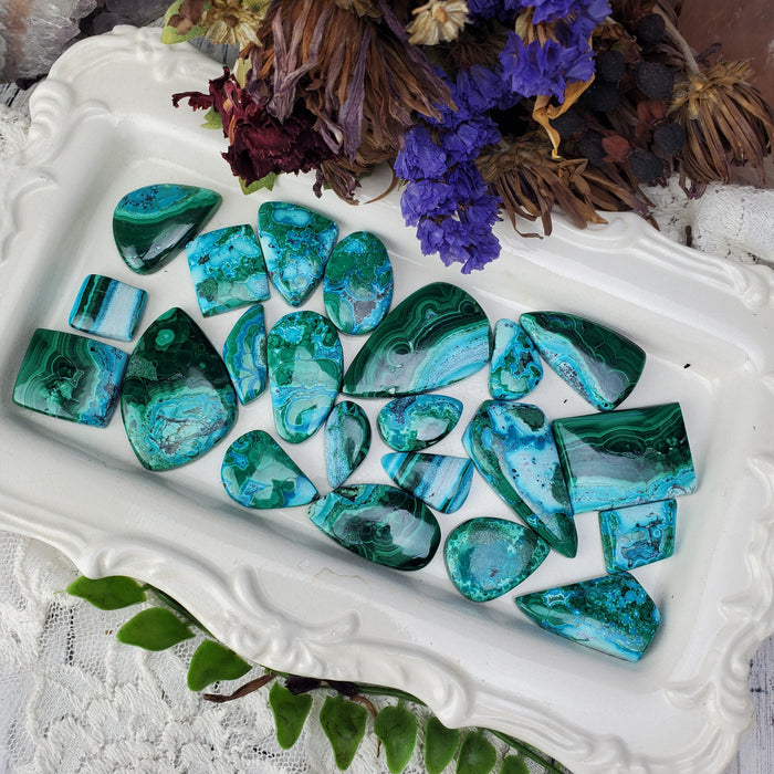 Chrysocolla Malachite Cabochons, second quality