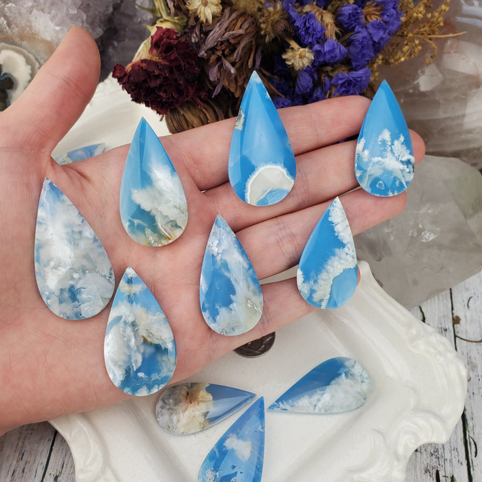 Summer Sky Doublet Teardrop Cabochons