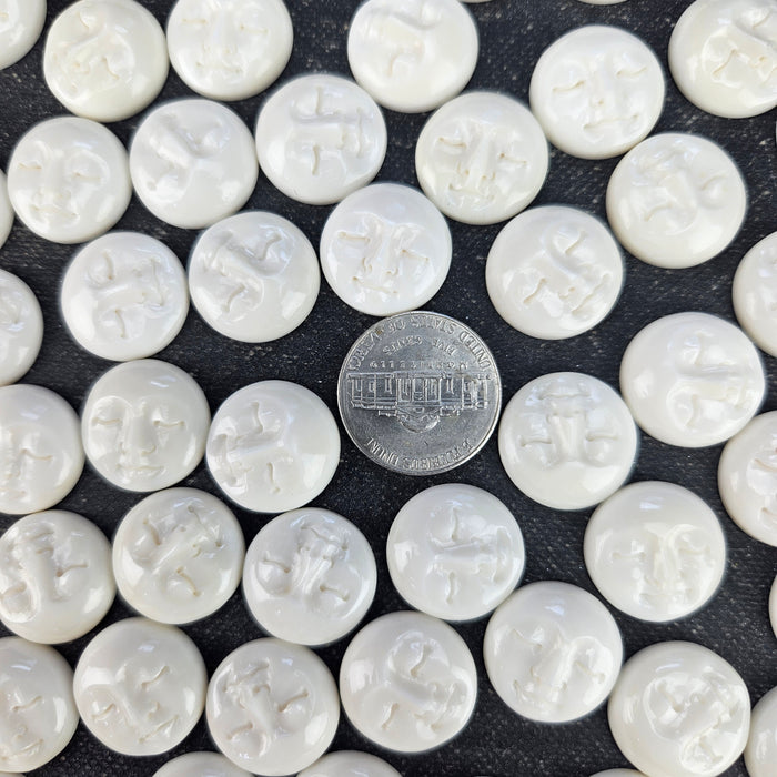 Round Face Bone Carving Cabochons, medium