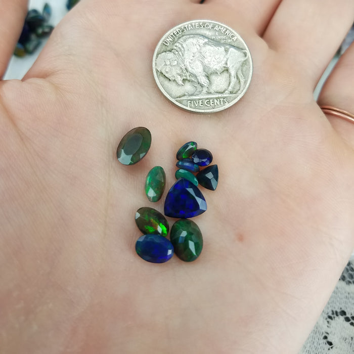 Faceted Smoked Black Welo Opal 5 carat Set