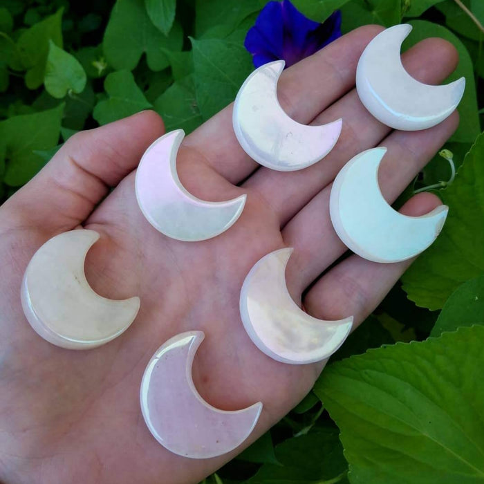 Aura Rose/White Quartz Moons