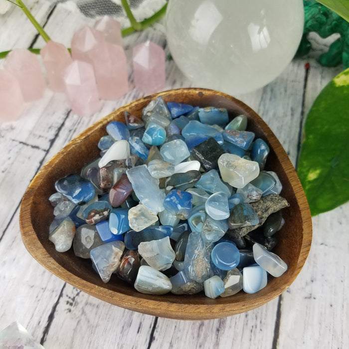 Blue Agate Chips, 50 gram bags