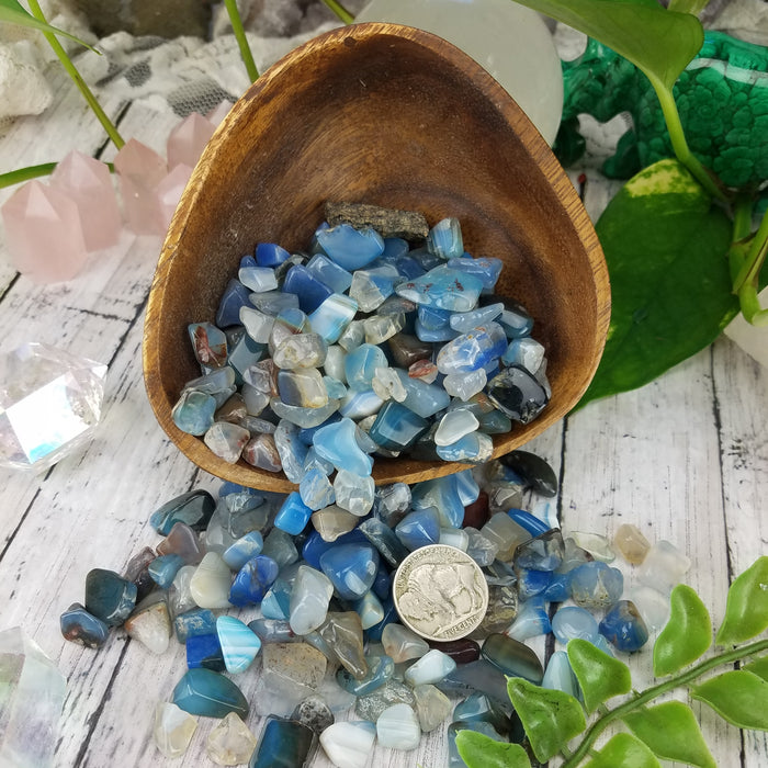 Blue Agate Chips, 50 gram bags