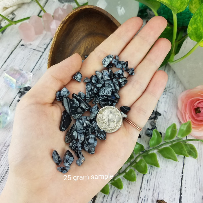 Snowflake Obsidian Chips, 50 gram bags