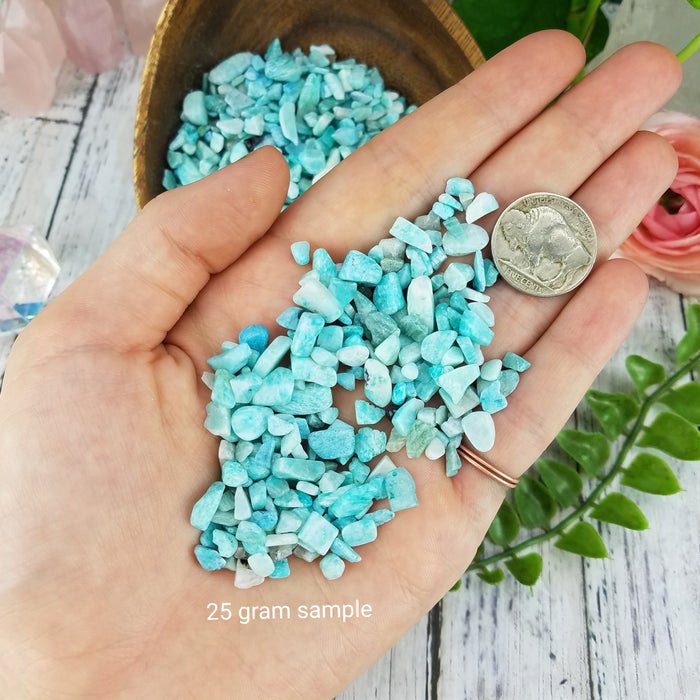 Amazonite Chips, 50 gram bags