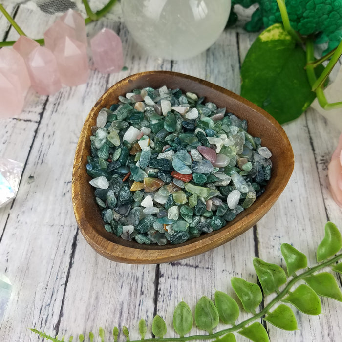 Moss Agate Chips, 50 gram bags