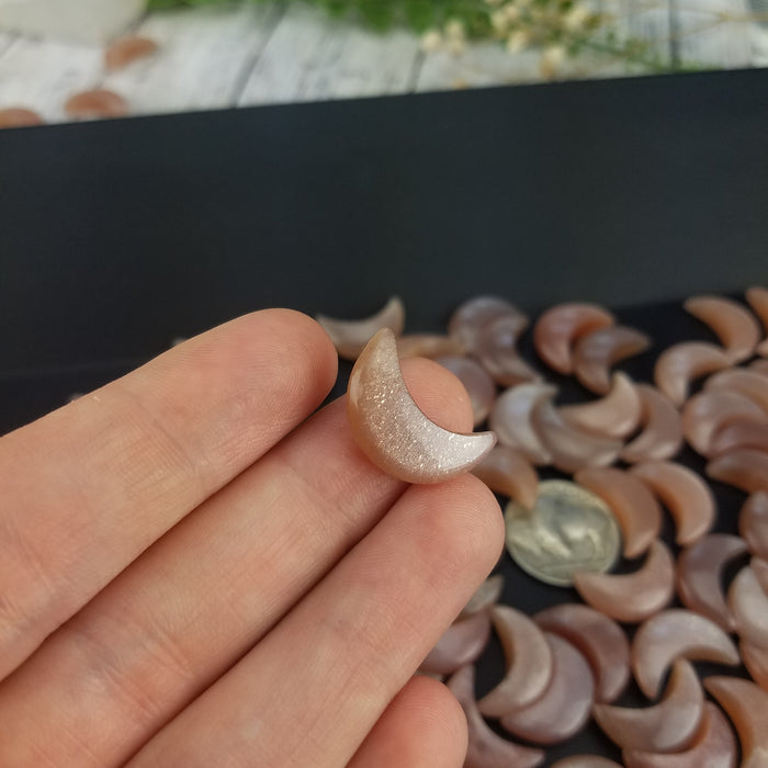 Peach Moonstone Crescent Moons